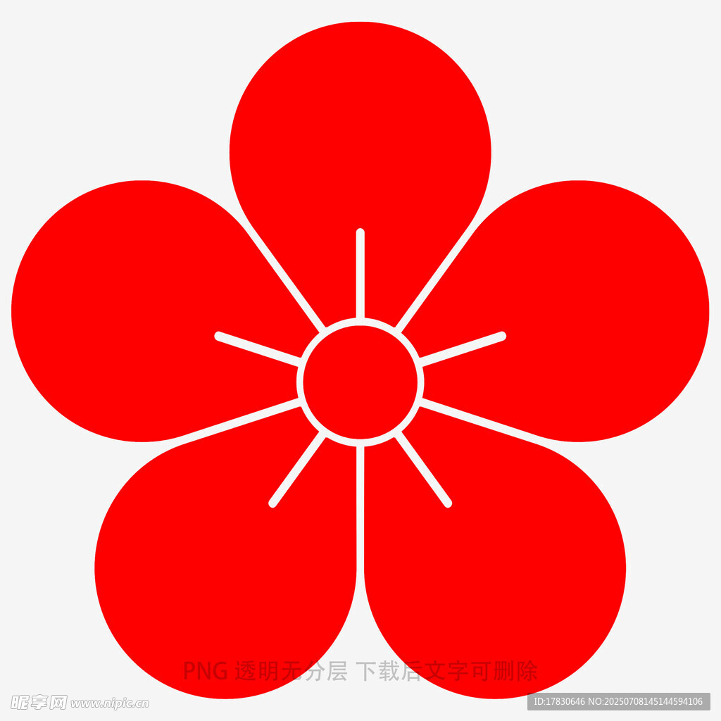 红色五瓣花朵图案