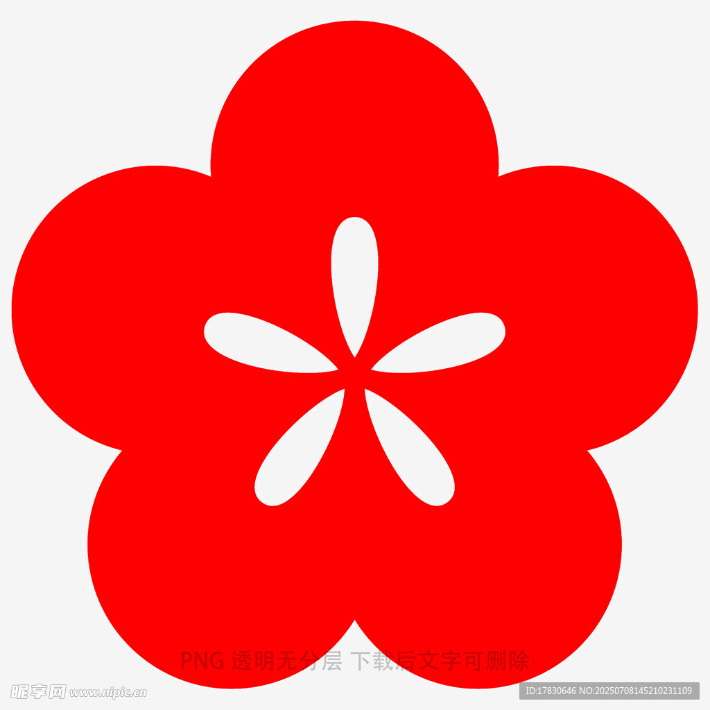 红色五瓣花朵图标
