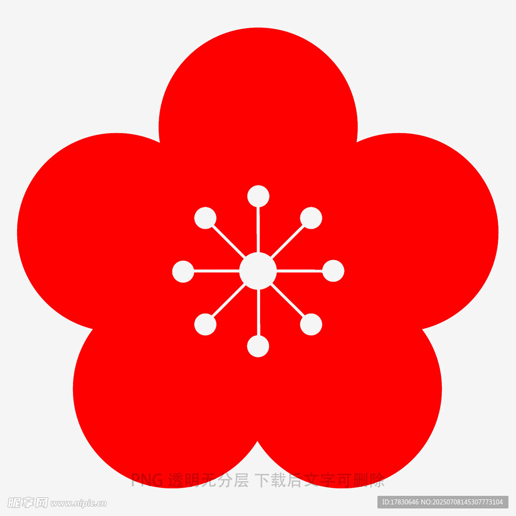 红色五瓣花朵图标