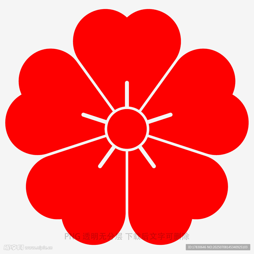 红色五瓣花朵图案