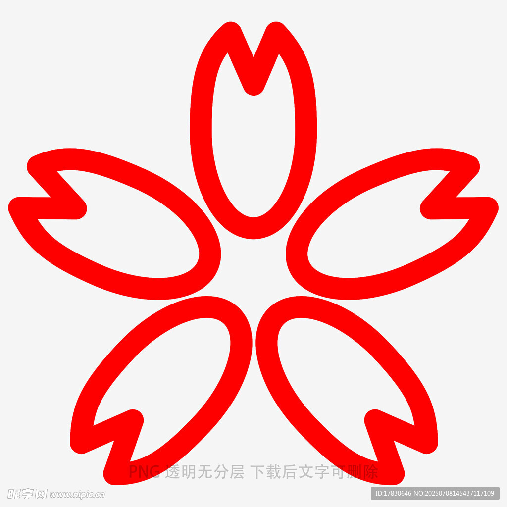 红色简约五瓣花图案