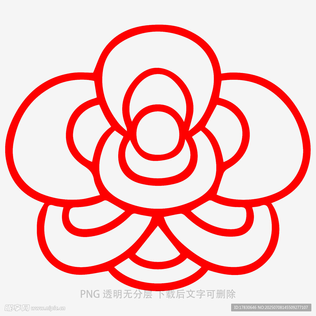 红色简约花朵图案设计
