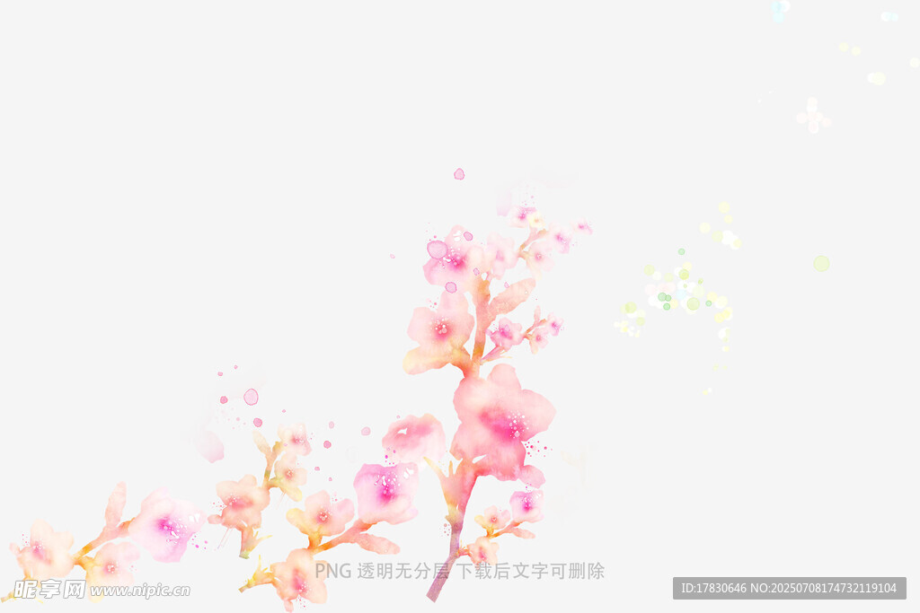 粉色烂漫花枝插画