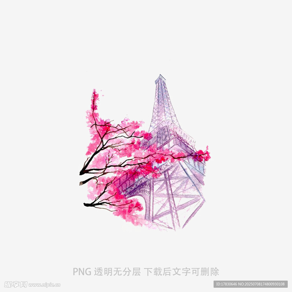 埃菲尔铁塔旁的梦幻花枝
