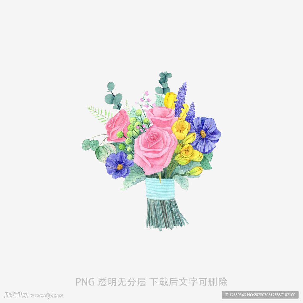 多彩鲜花花束插画