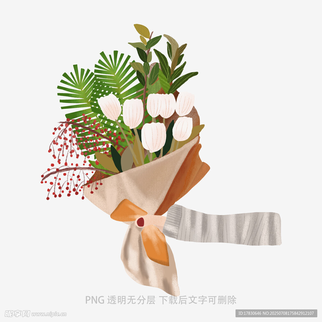清新棉花绿植花束