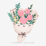手绘粉色玫瑰花束插画