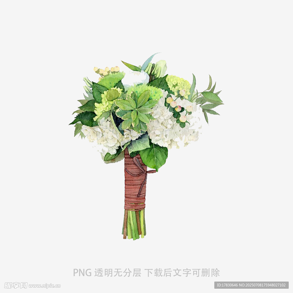 白色清新手捧花束