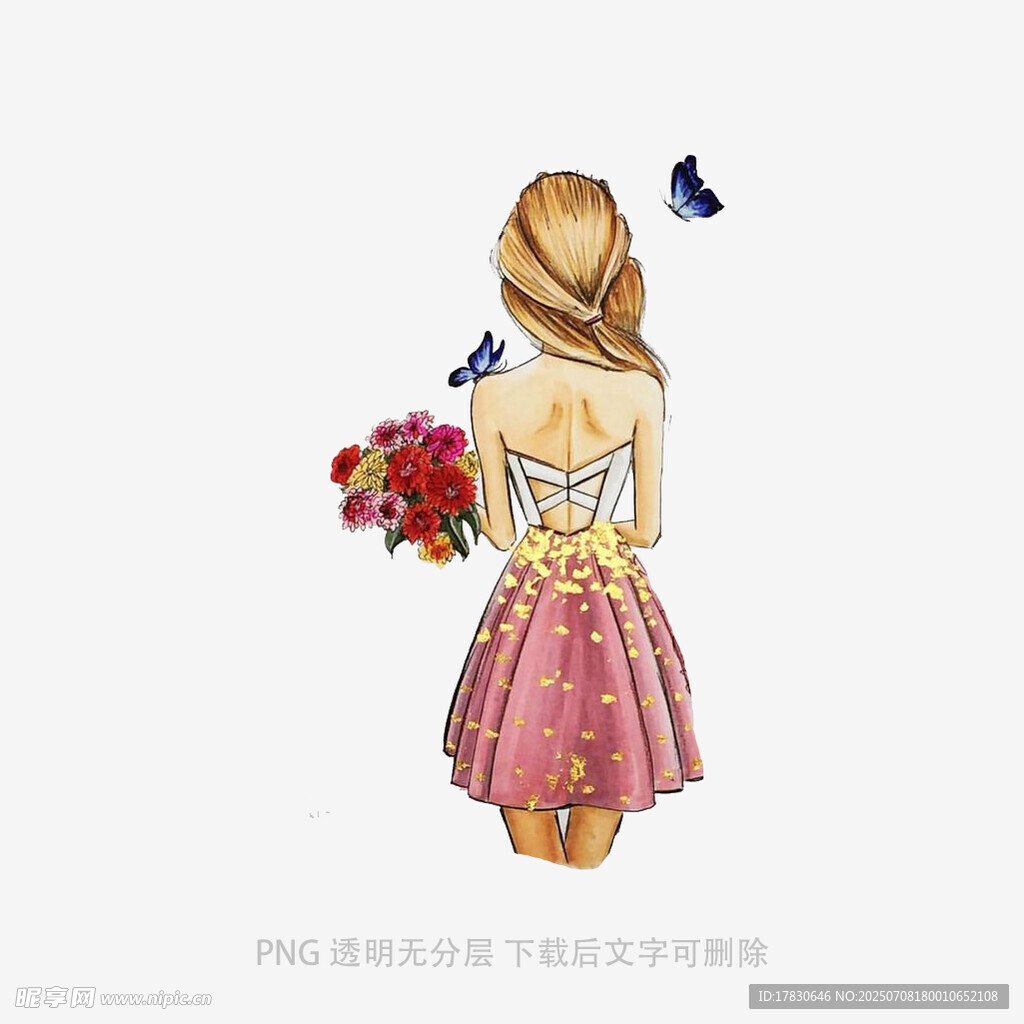 手持花束的梦幻女孩