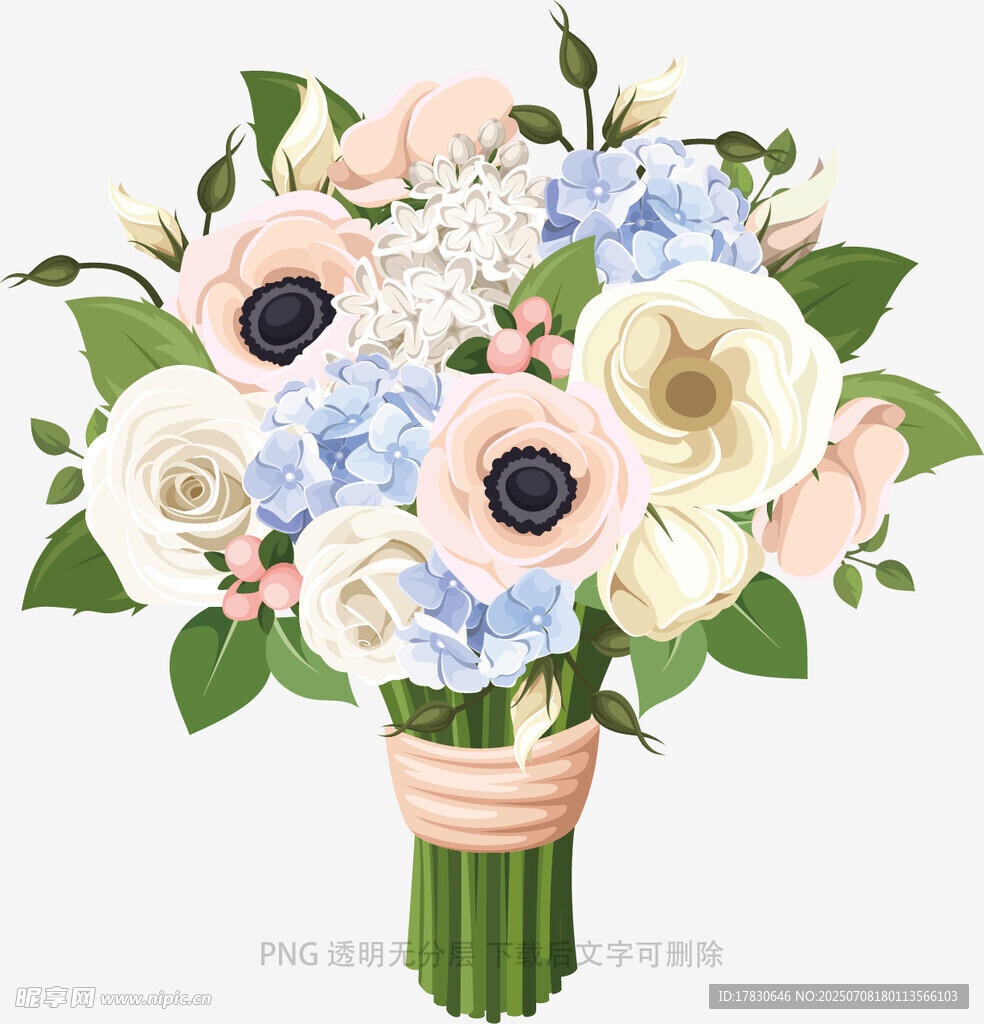 清新淡雅花卉手捧花束