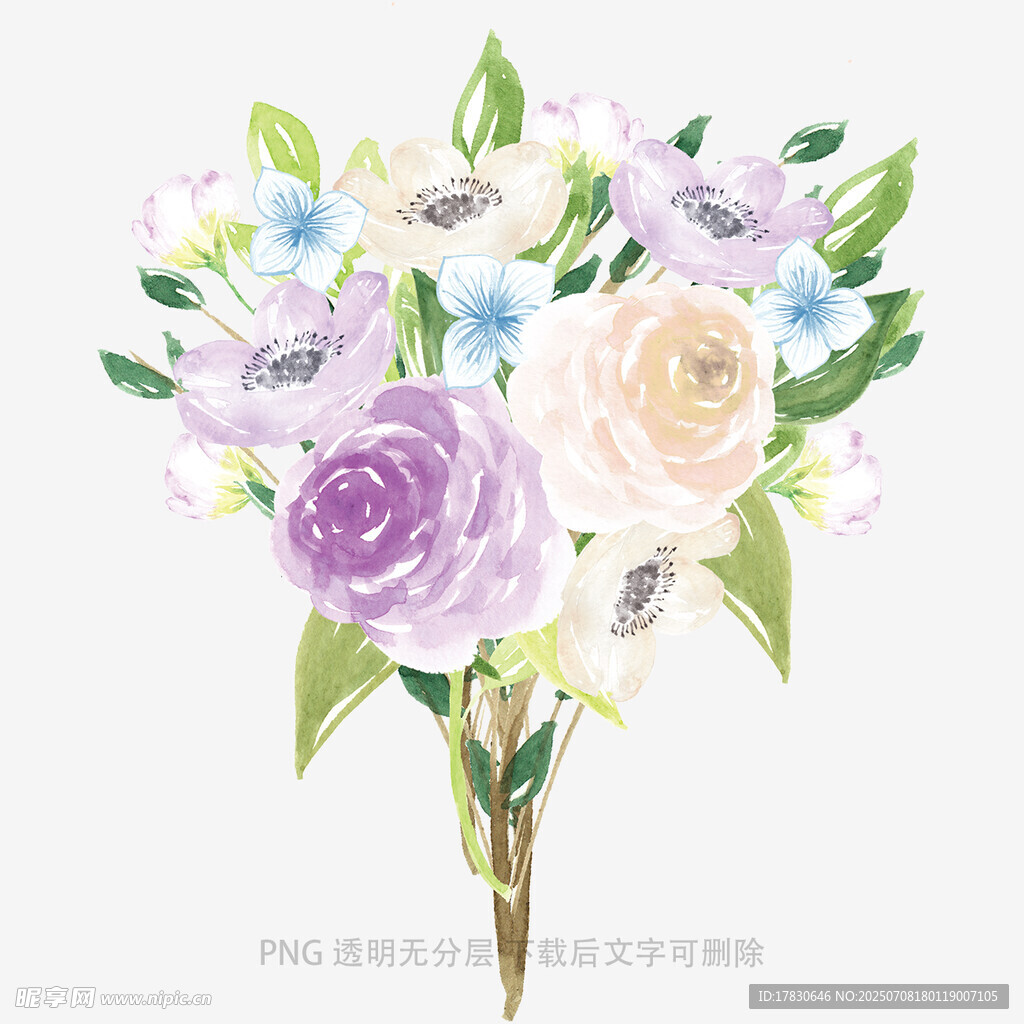 清新淡雅手绘花卉插画