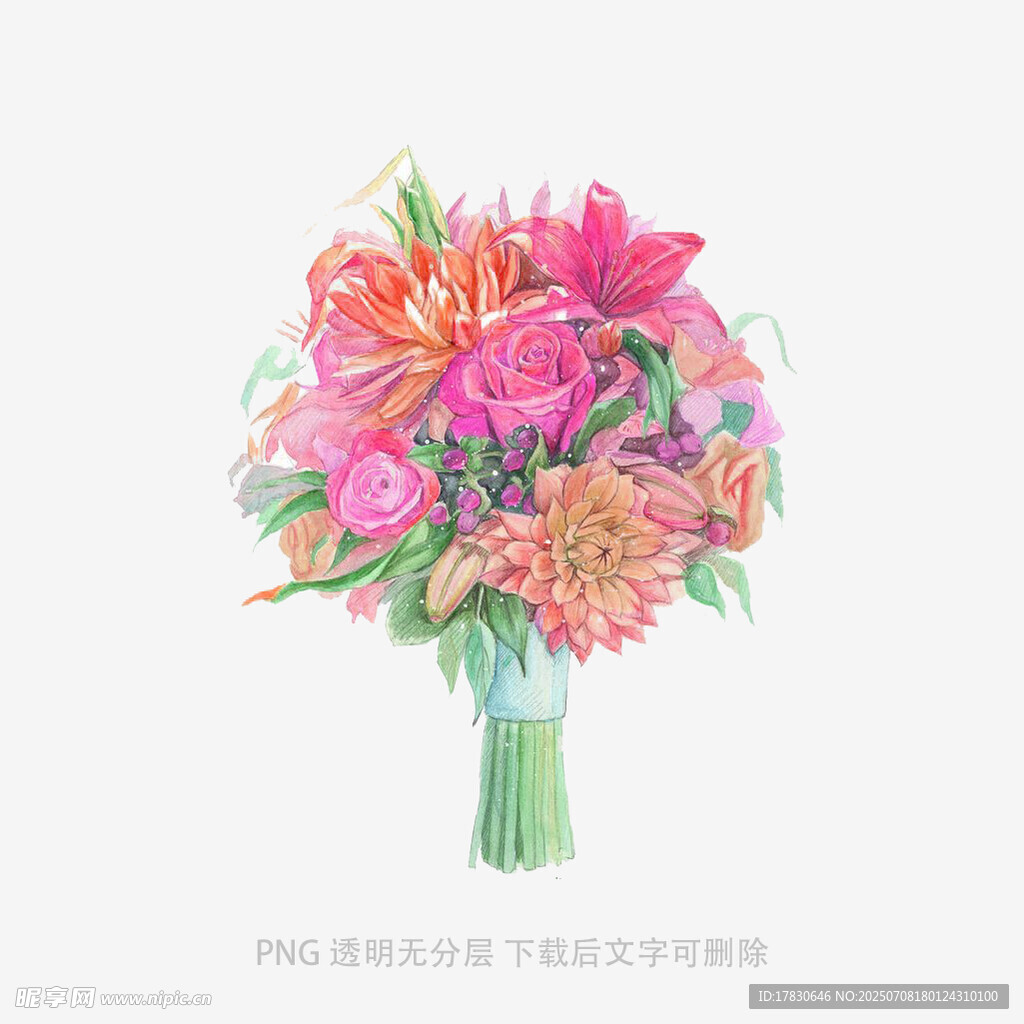缤纷手绘花卉花束