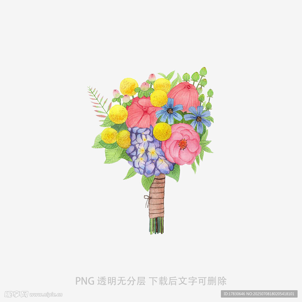 多彩手绘新娘手捧花