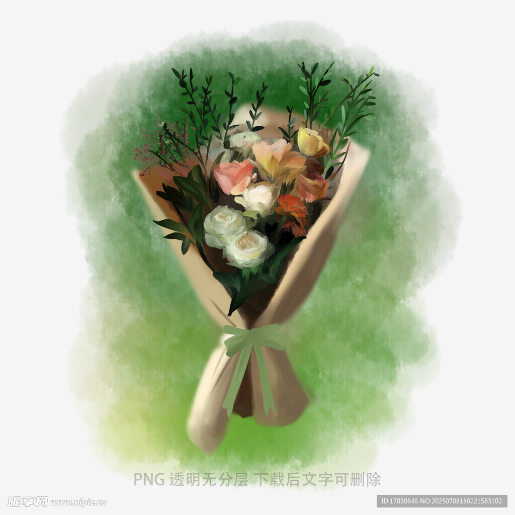 手绘清新花束插画
