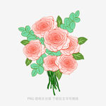 手绘粉色玫瑰花束插画