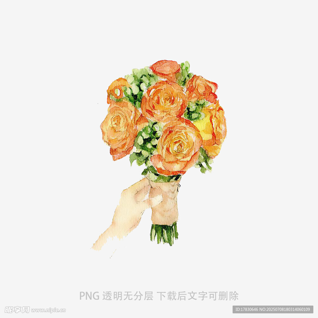 橙色玫瑰新娘手捧花