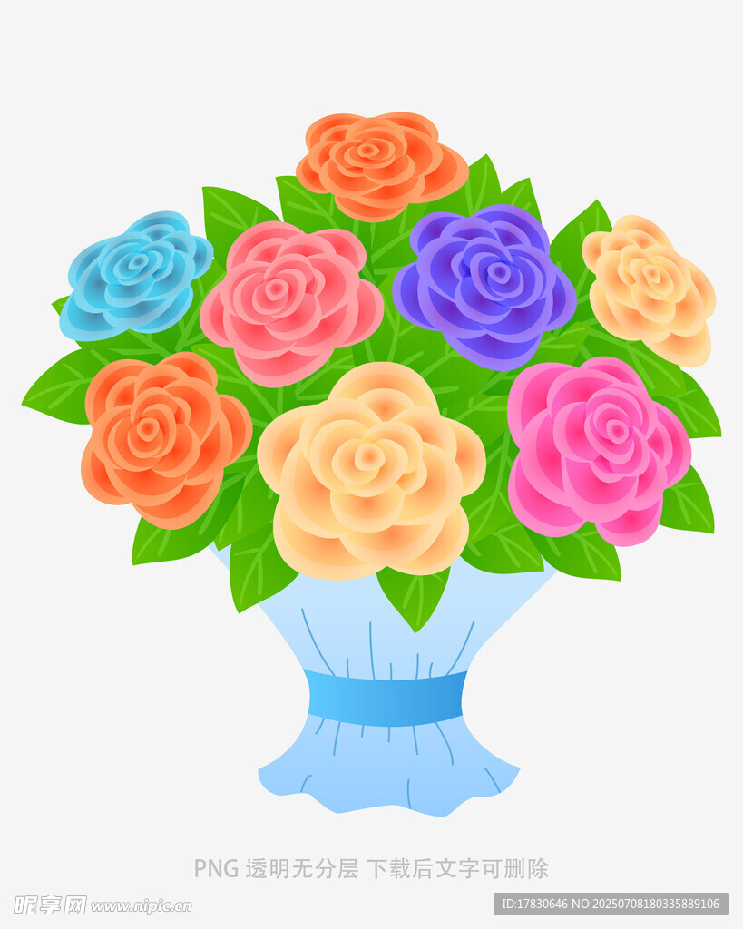 花瓶中的多彩玫瑰花束