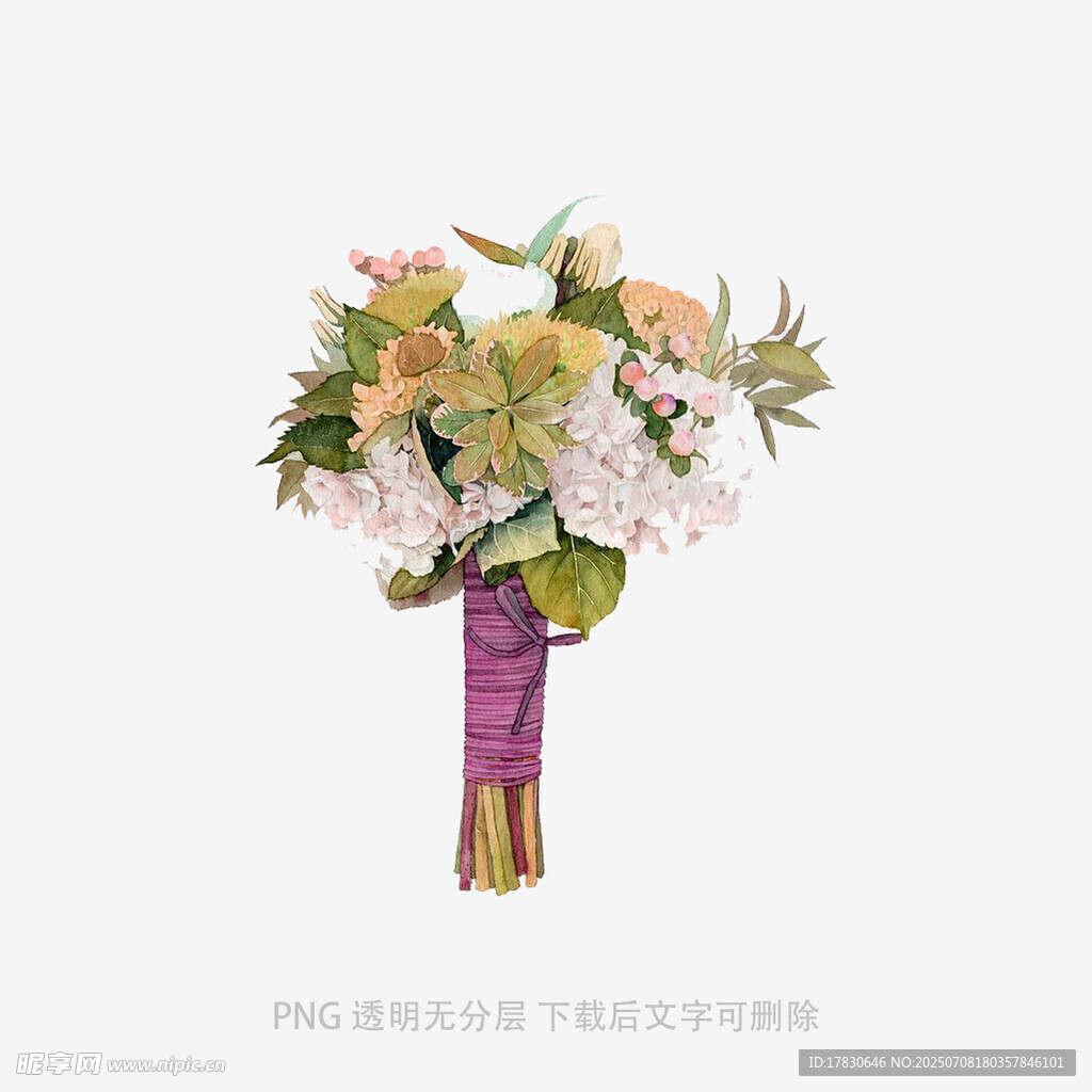 优雅白色系手捧花束