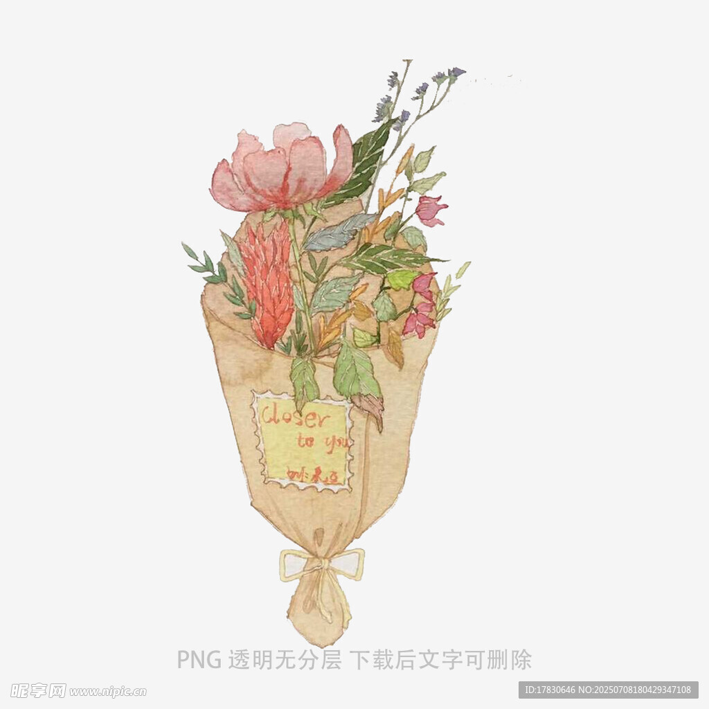 手绘精美花束插画
