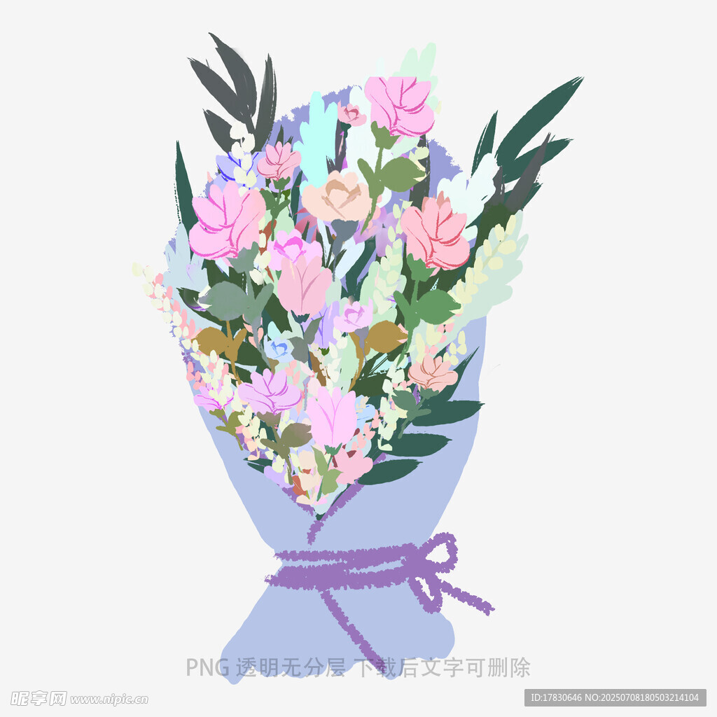 手绘清新花束插画