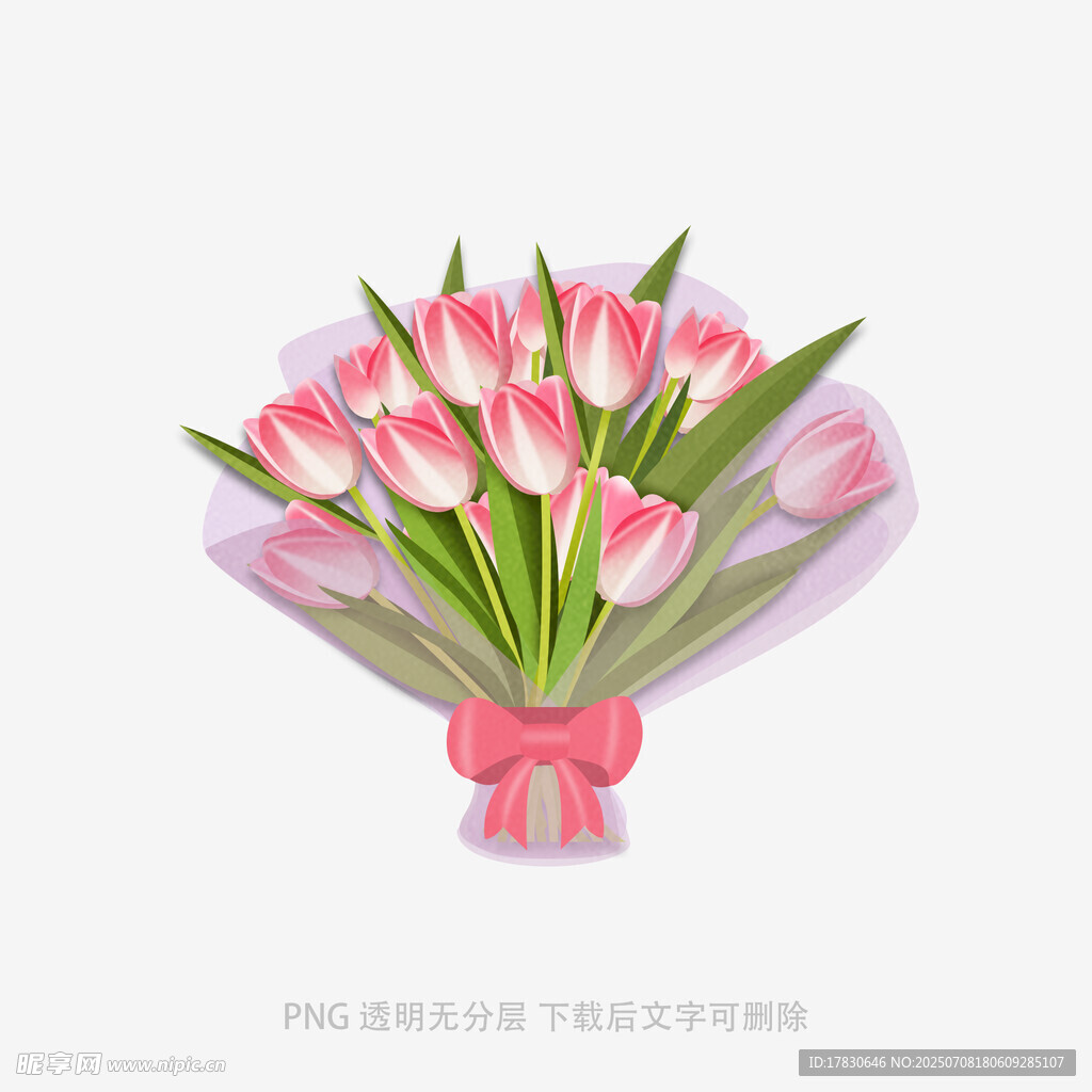 粉色郁金香花束插画