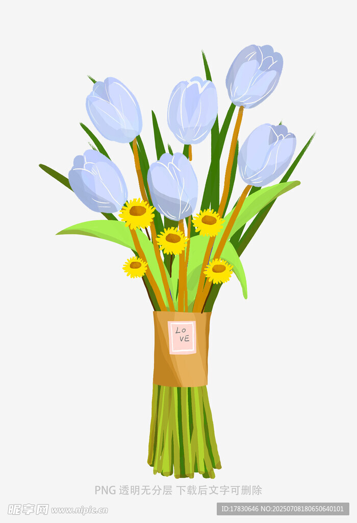 清新郁金香花束插画