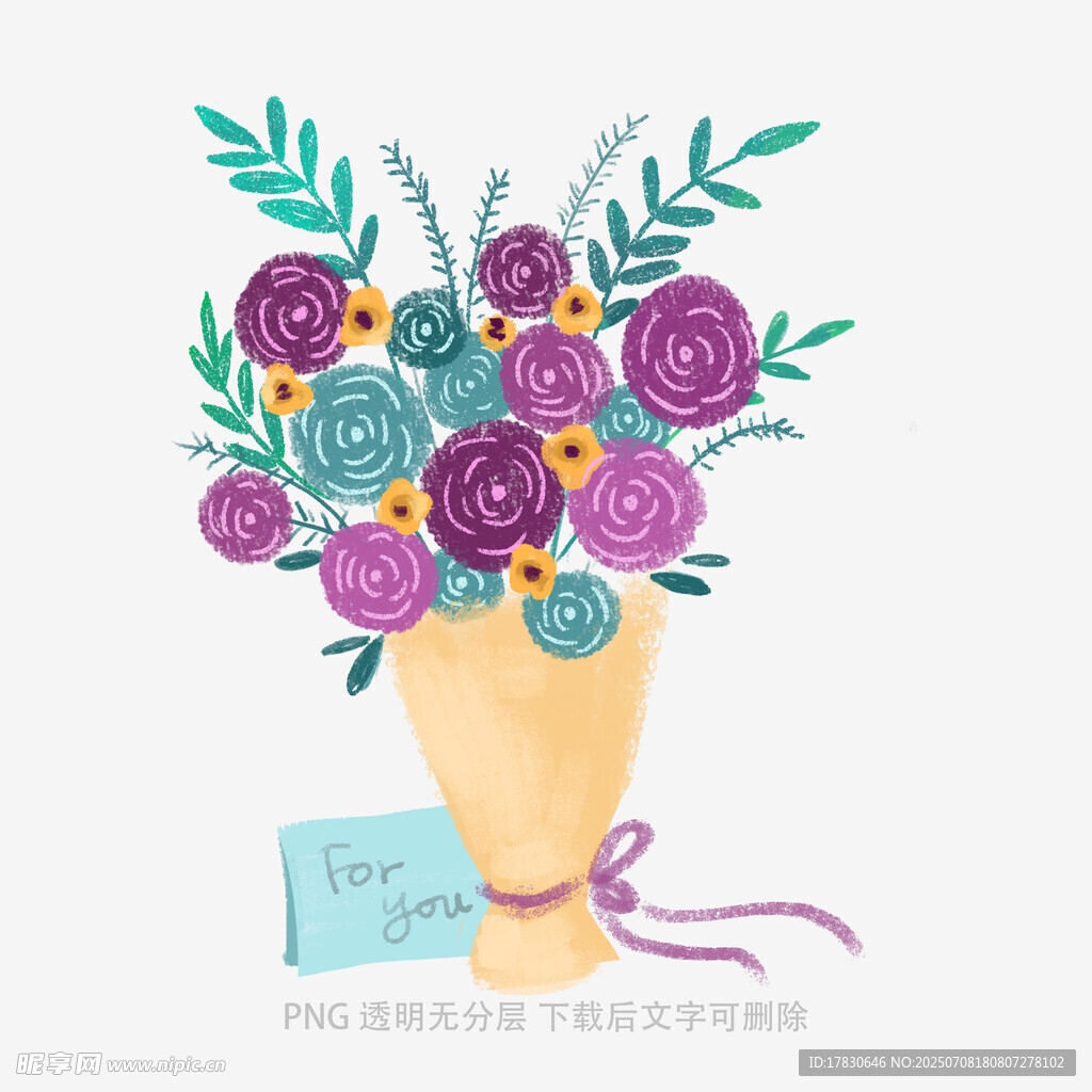 手绘多彩花束与留言卡