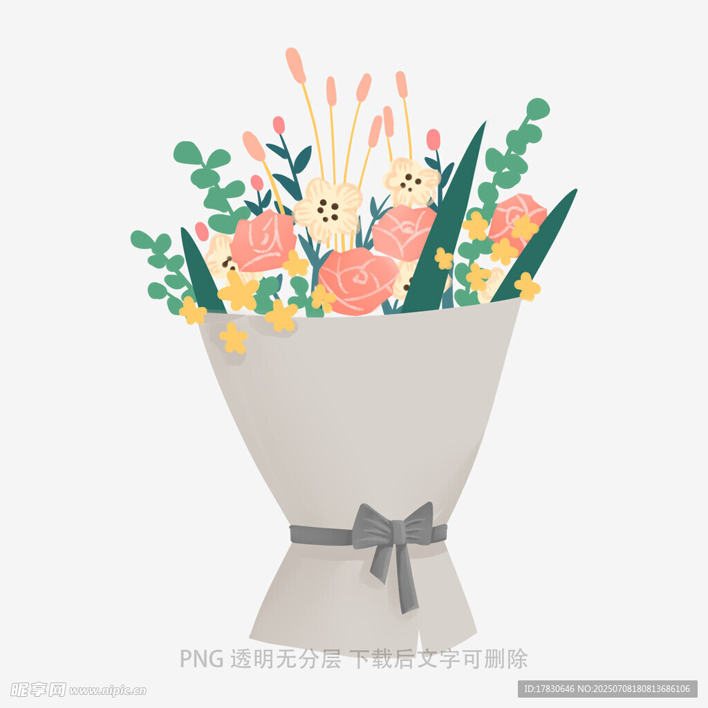 可爱兔子花卉卡通花束