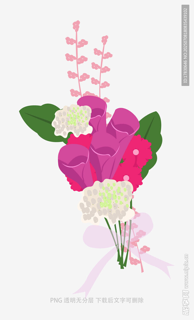 手绘多彩花卉花束