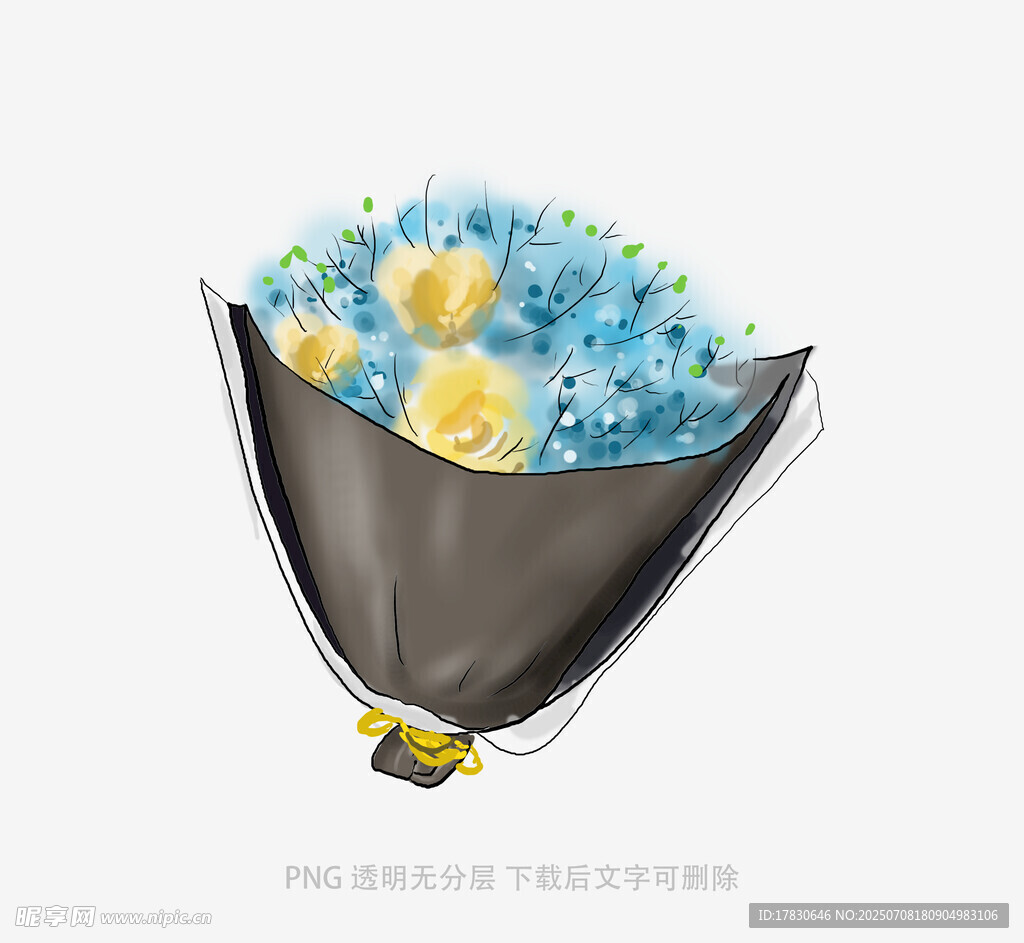 黄蓝配色鲜花花束