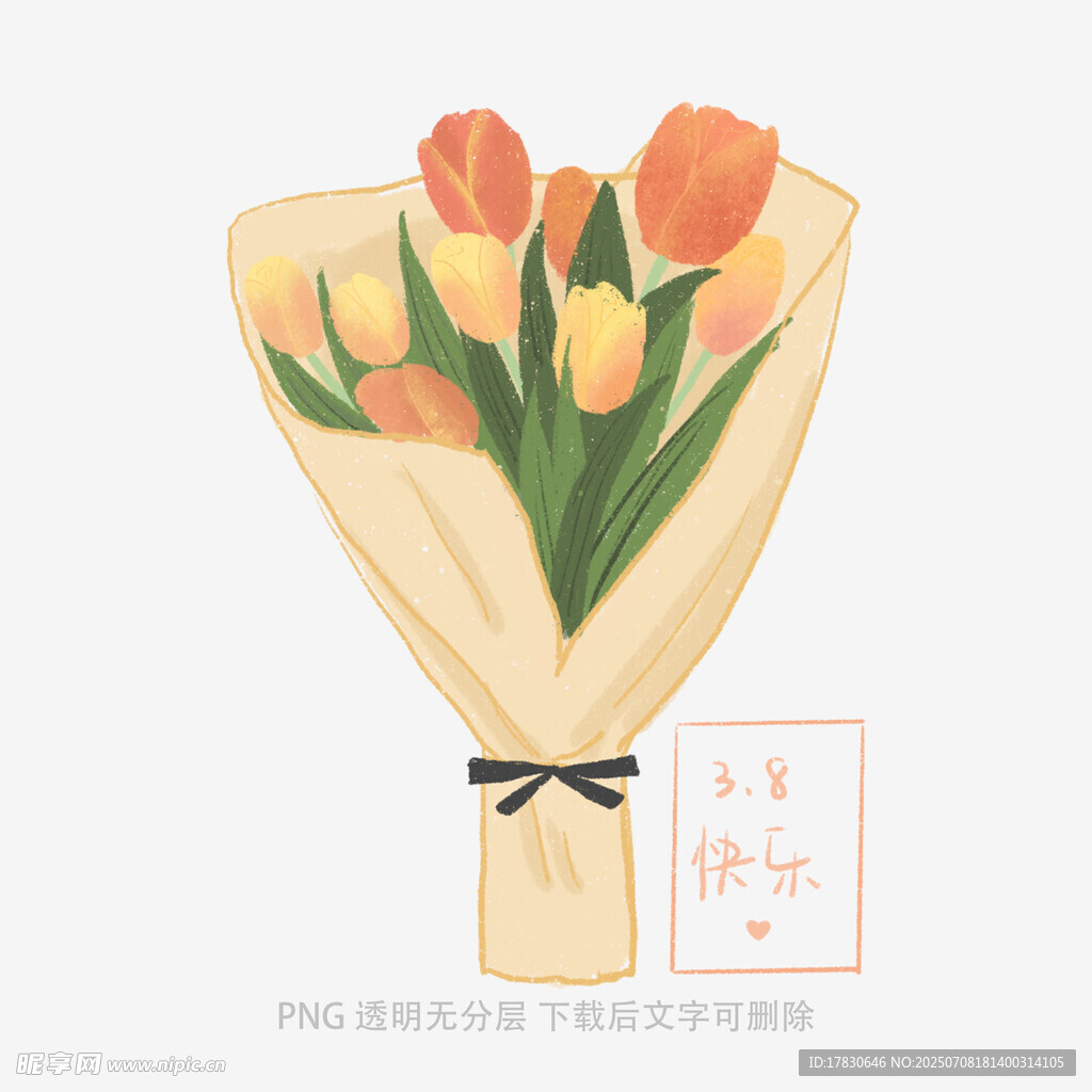 手绘郁金香花束插画