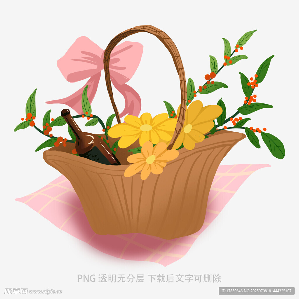 花篮中的春日花卉