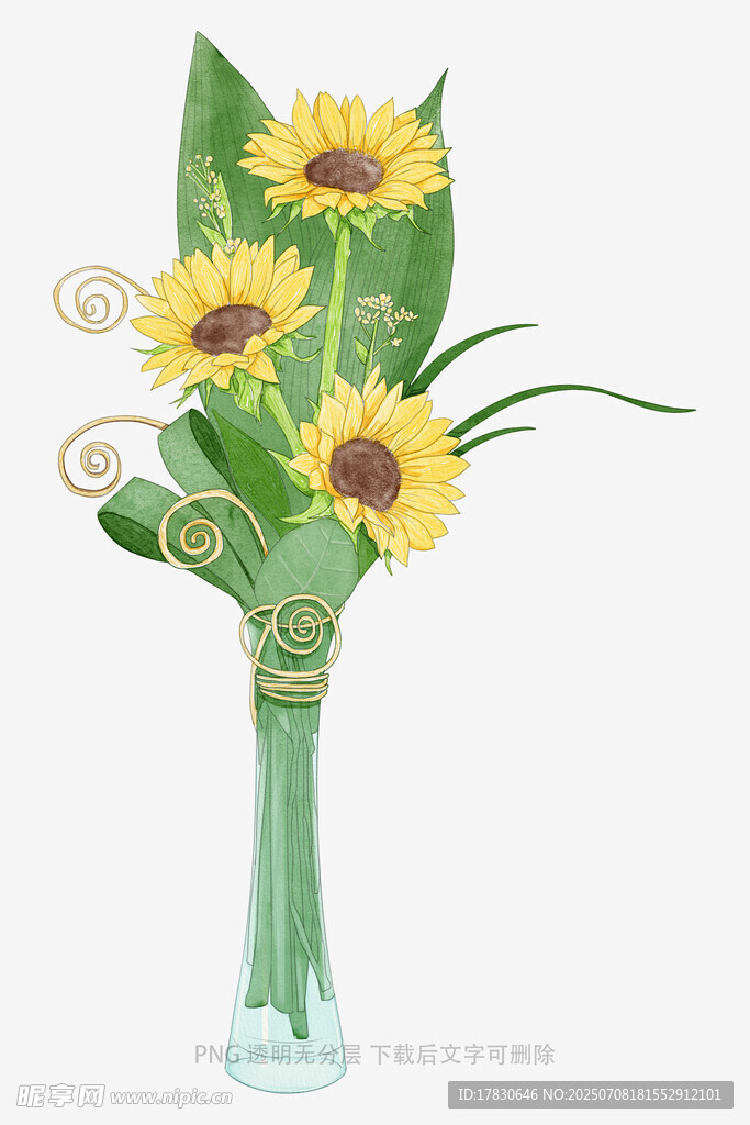 花瓶中的向日葵插花