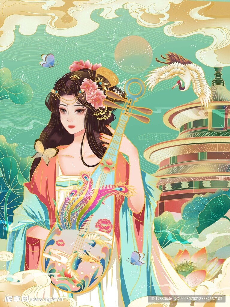 古风美人赏景图
