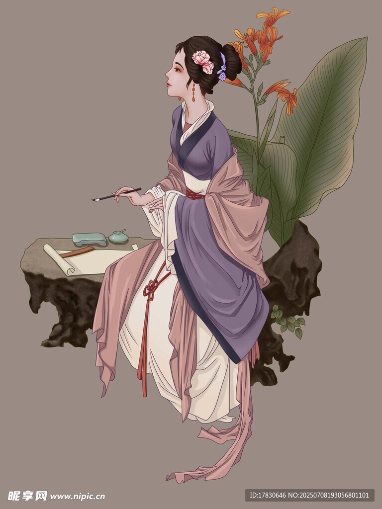 古风优雅仕女坐像