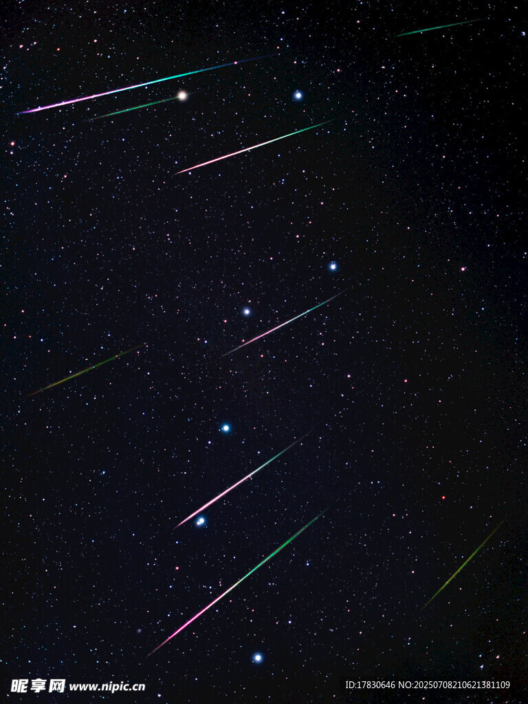 夜空中的绚烂流星轨迹