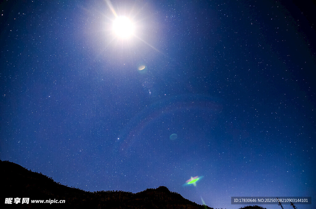 夜空流星与明亮月光
