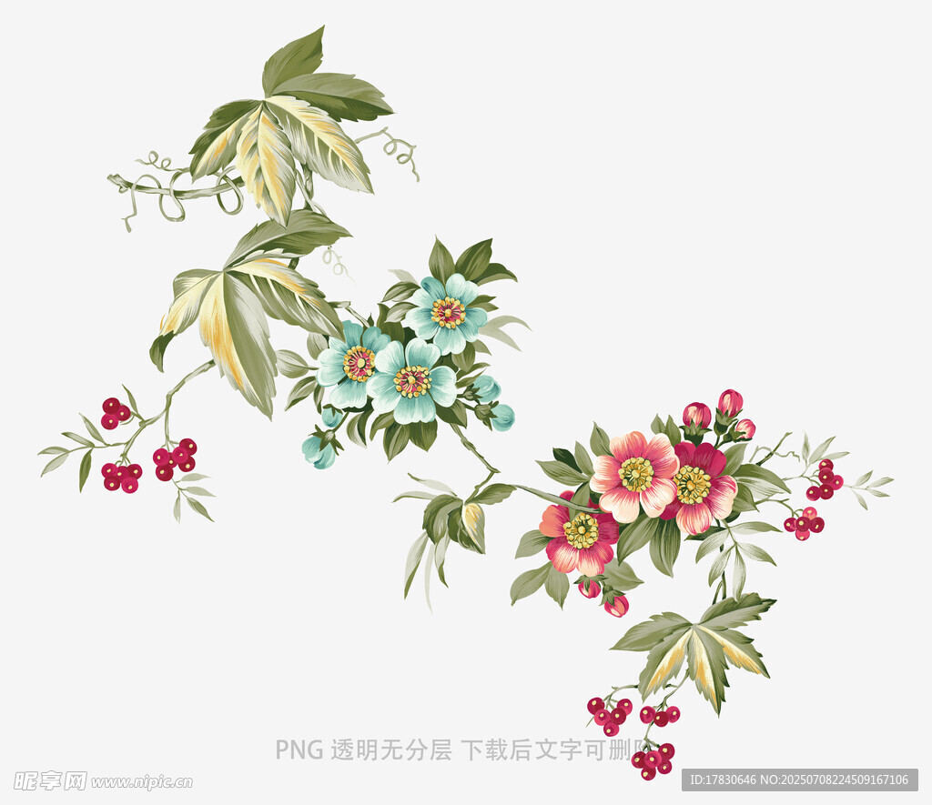 花卉刺绣图案设计素材