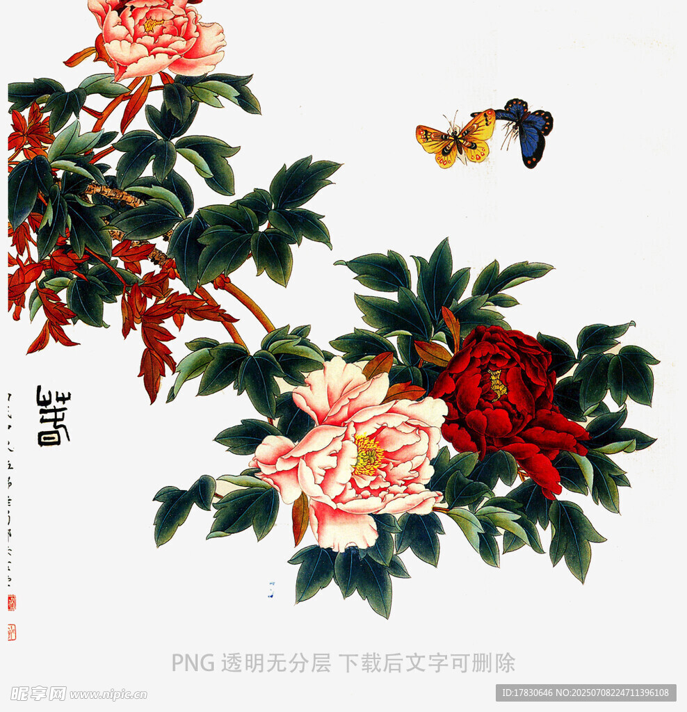 国画牡丹蝴蝶图