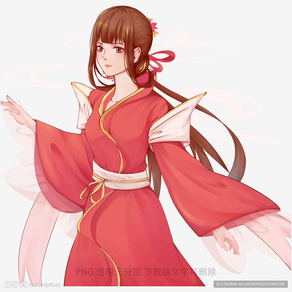 红衣古风少女优雅起舞