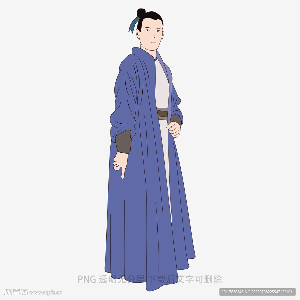 古风男子蓝色长袍服饰形象