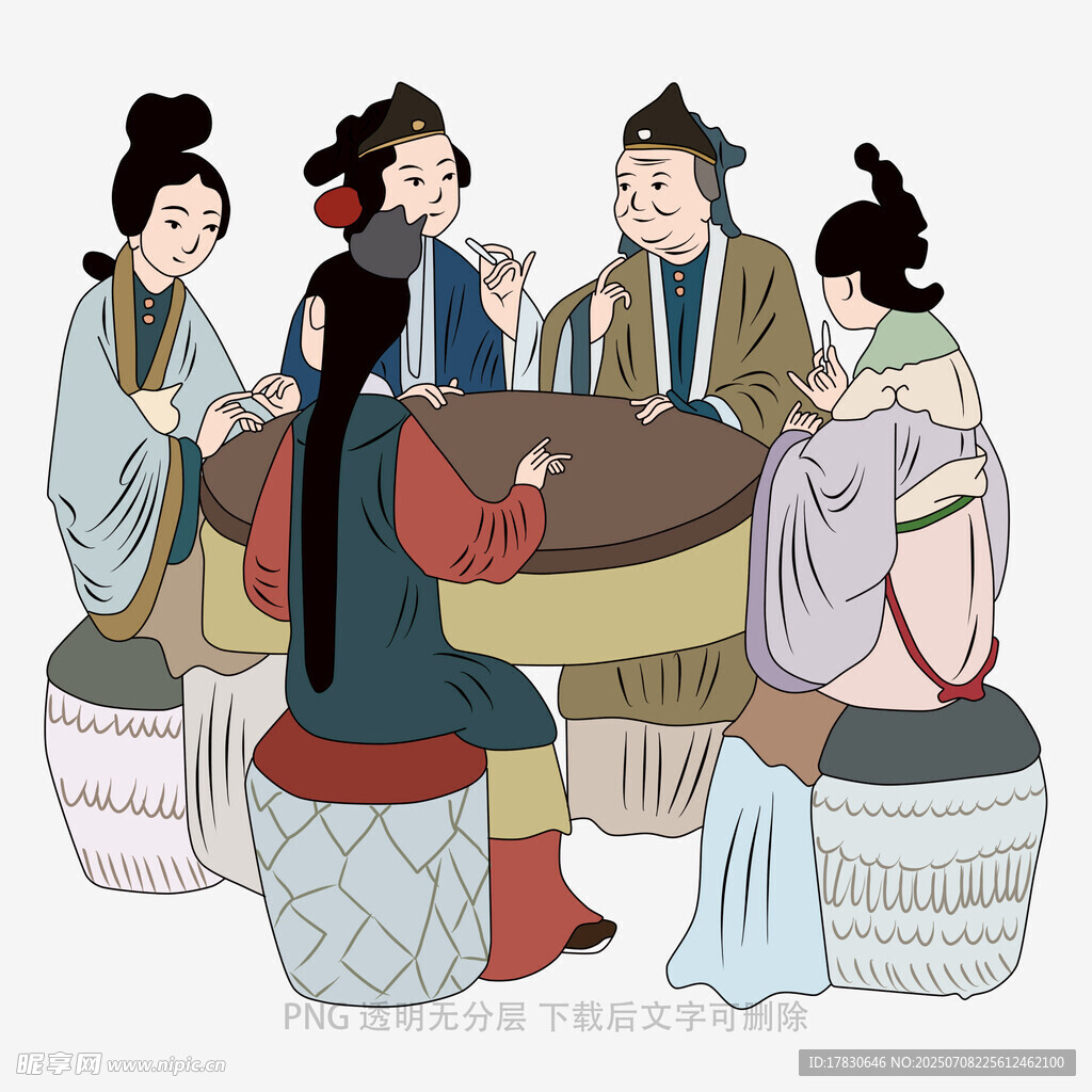 古代女子围坐相聚场景