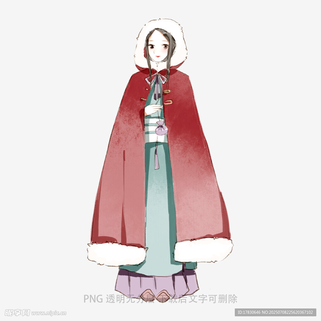 古风女子披风服饰设计图