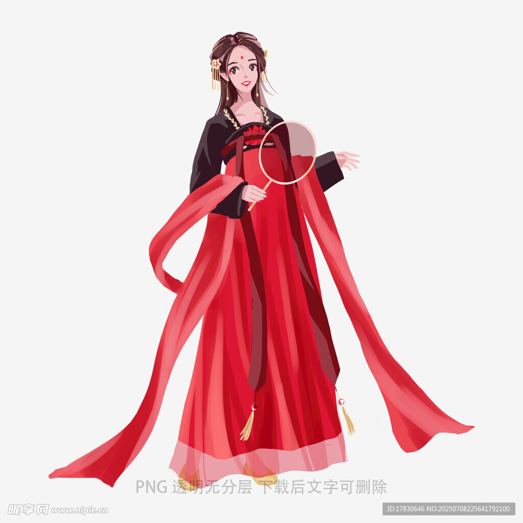 红衣古装女子飘逸造型