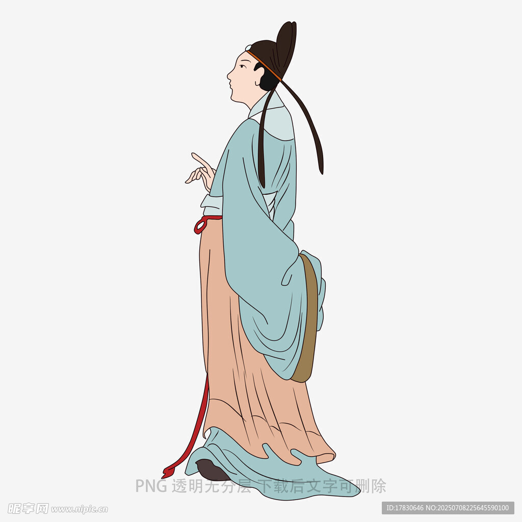 古风持扇女子背影