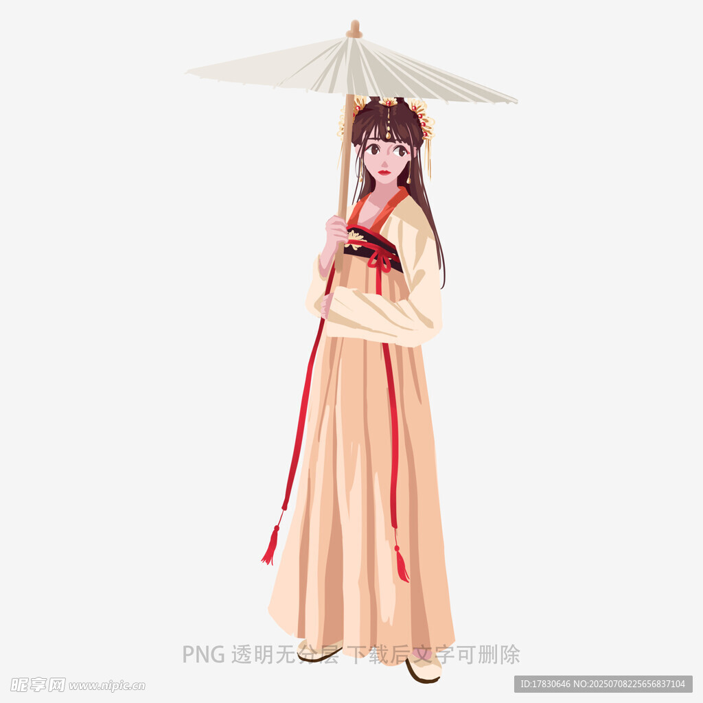 古风女子撑伞优雅而立