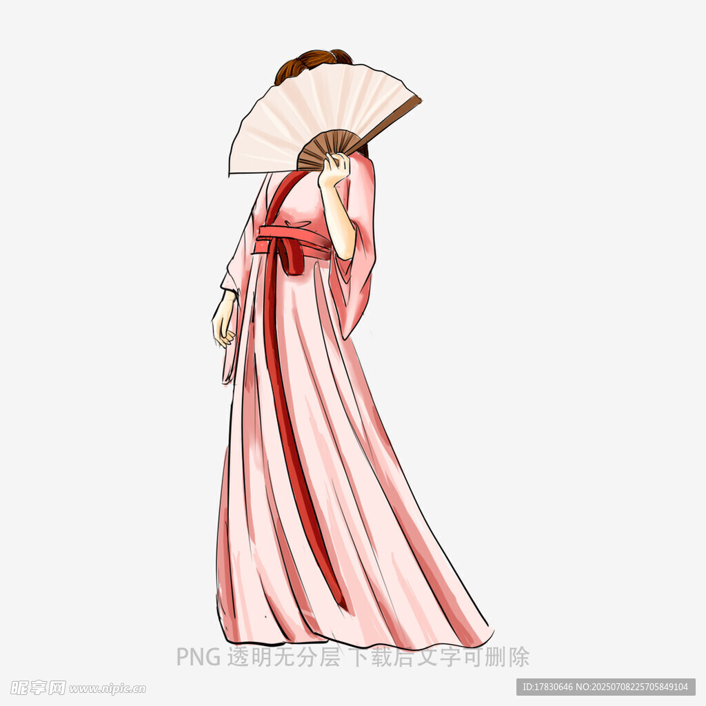 古风持扇女子优雅身姿