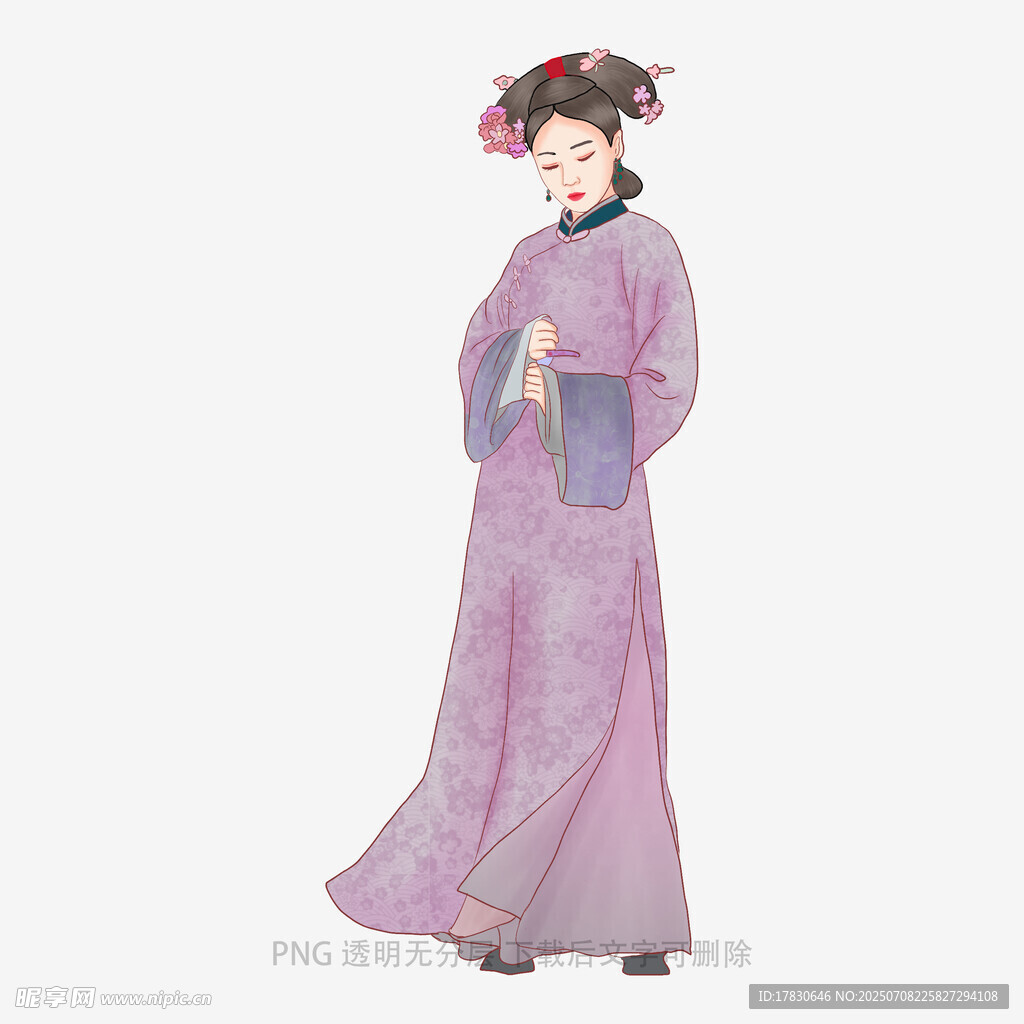 古典紫衣女子优雅立姿