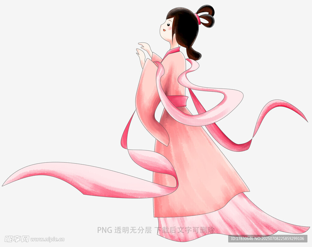 古风飘逸的粉色汉服女子
