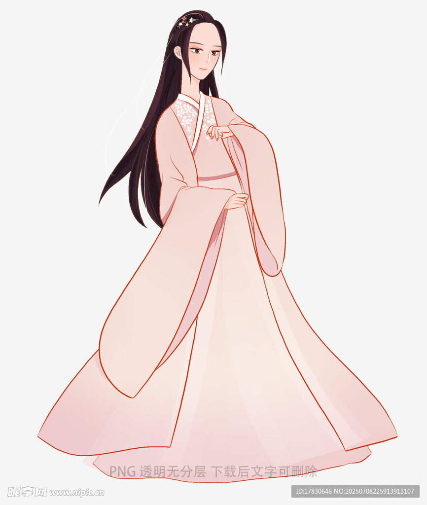 古风长裙女子优雅立姿